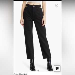 FRAME straight leg cutout black jean “high and right, size 27 worn 1x